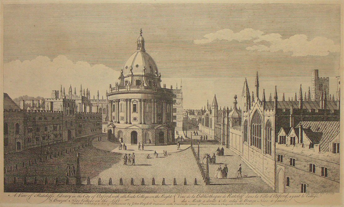 Print - A View of Ratcliffs Library in the City of Oxford with All Souls College on the Right & Brazen Nose College on the Left - Boydell